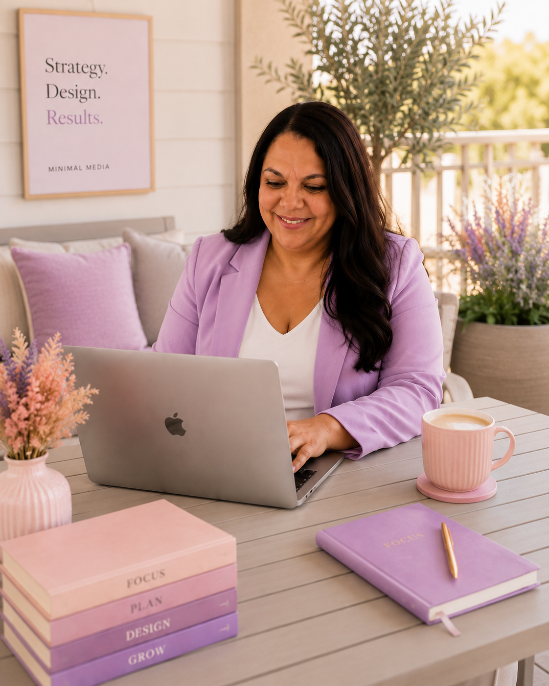 Allinta working on her laptop outdoors