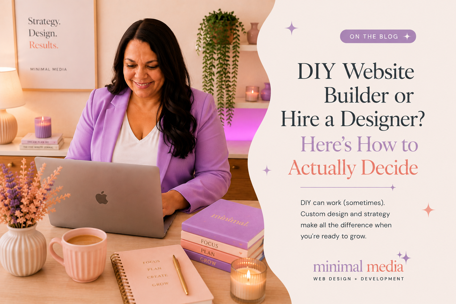 Blog graphic: DIY Website Builder or Hire a Designer? Here's How to Actually Decide