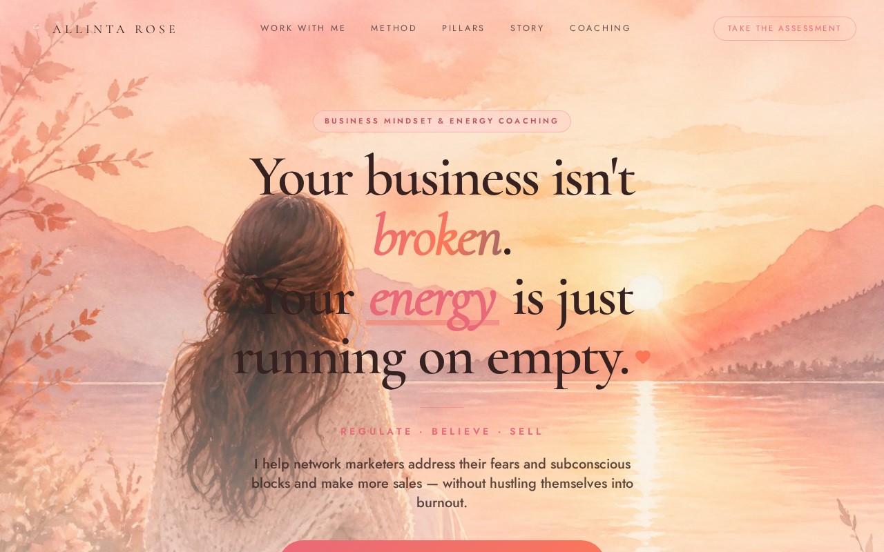 Allinta Rose website built by Minimal Media